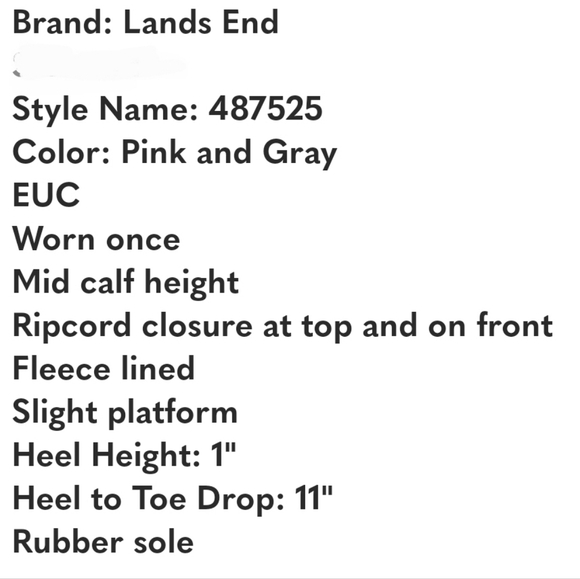 Lands End Barbie Pink Little Girl Boots Squall Mid Winter Snow Outdoor Size 12M - Picture 2 of 4